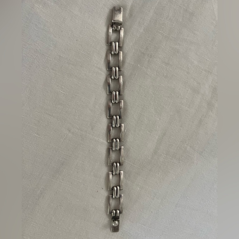 Sterling Silver Rectangle Chain Link Bracelet - image 1